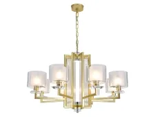 NEWPORT 4400 4408+1/C mat.gold , Люстра, Matte gold Clear crystal Clear glass D86*H52,5/150 cm E14 8