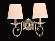 NEWPORT 1110 1112/A , Бра, Bright nickel Clear crystal Shade white silk L40*H31*Sp25 cm E14 2*40W