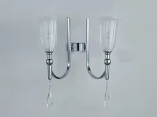NEWPORT 4800 4802/A chrome , Бра, Chrome Clear crystal Matt white glass L35,5*H37,5*Sp20 cm E14 2*40W